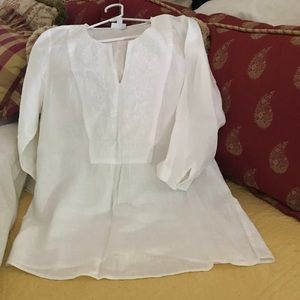 EUC J.Jill Love Linen white popover